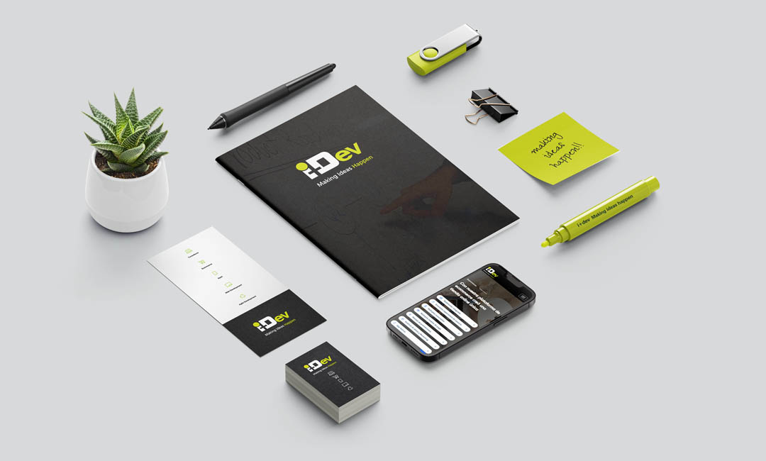Mock up de branding i+dev Mock up de branding i+dev
