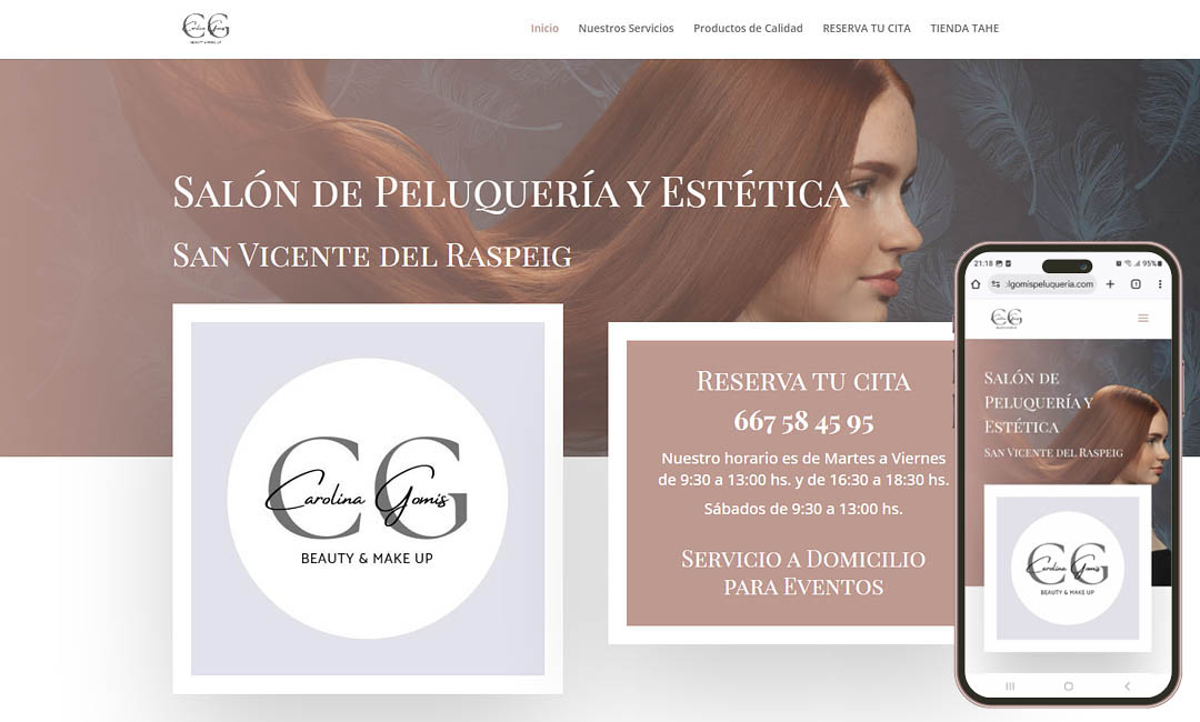 Carol Gomis Peluquería & Estética página de incio web responsive