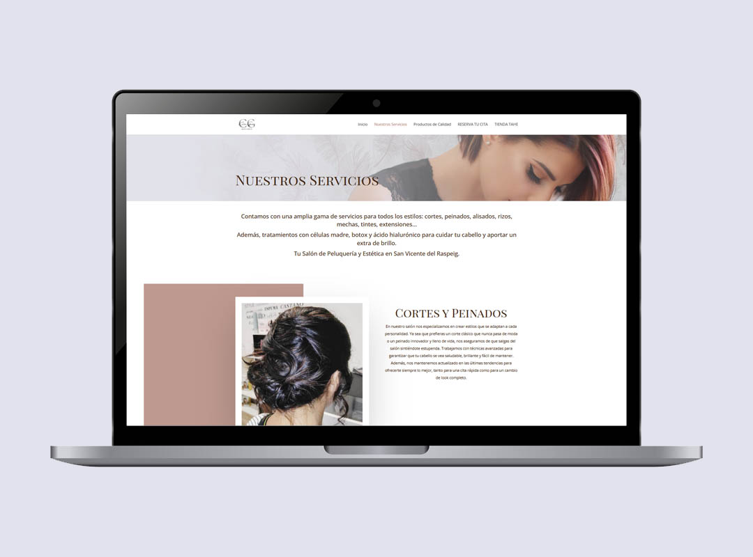 Carol Gomis Peluquería & Estética página de servicios vista en portátil