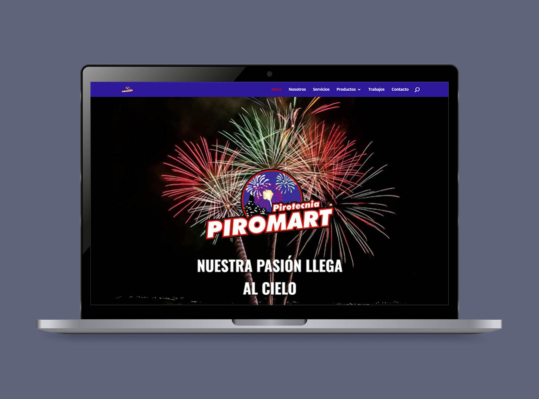 Pirotecnia Piromart web vista en portátil