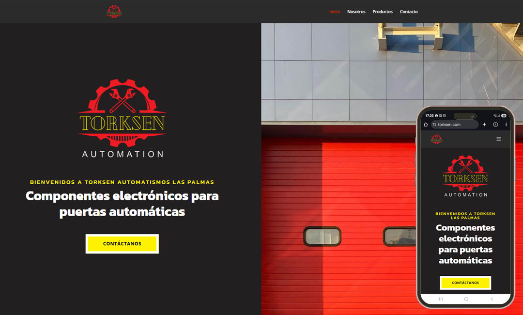 Web responsive Torksen Componentes vista en portátil y móvil